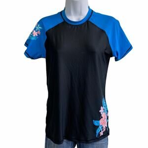 Burnside Surf Sun Swim Top Tee Sz XL Floral Hibiscus